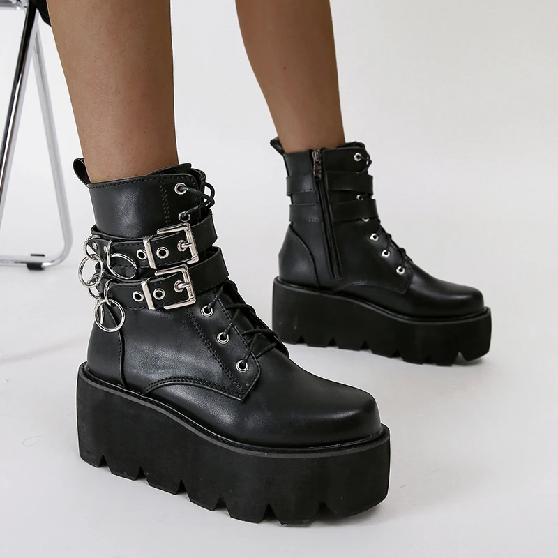

Demonia Boots Goth Shoes Platform High heels Women Fashion Boots Black Short Ankle Boots Gothic Style Ladies Snow party boots