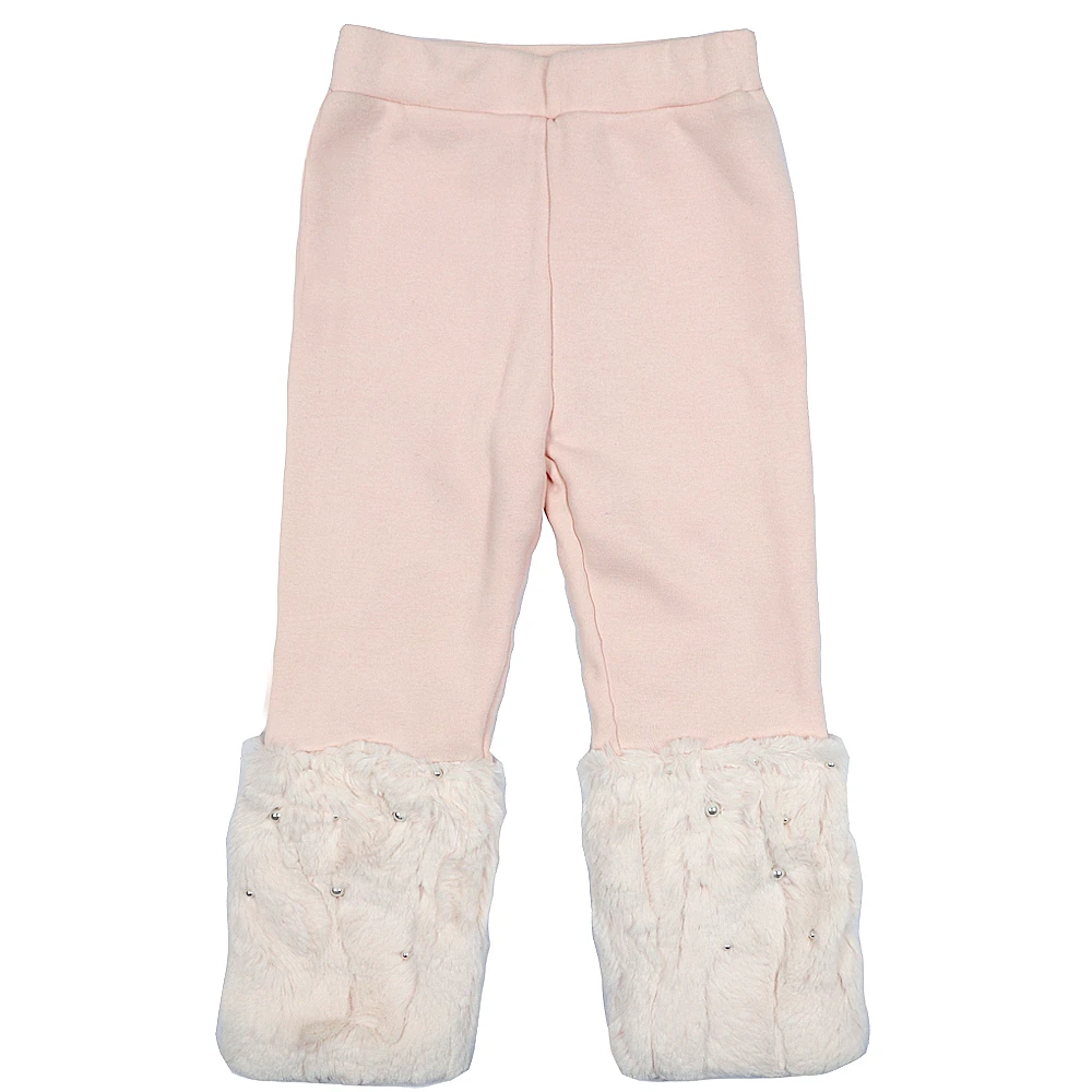 Зимние меховые леггинсы для девочек детские брюки однотонные плотные теплые