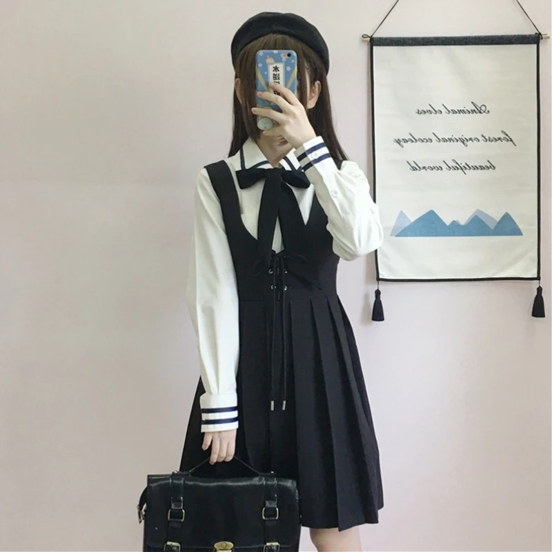 Униформа японского колледжа JK рубашка с длинными рукавами костюм двойка женская