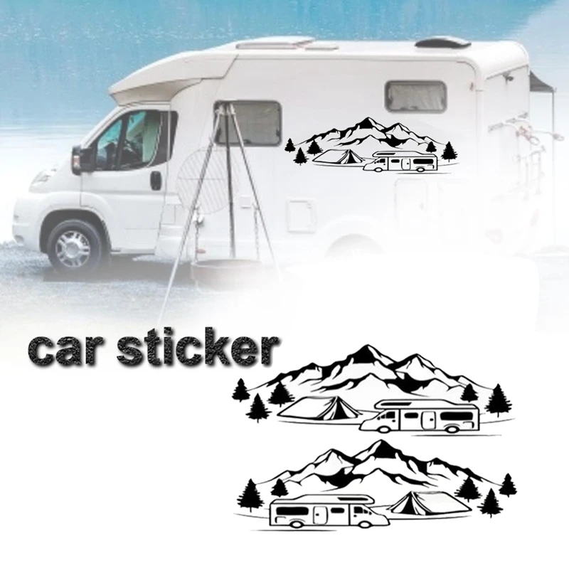 

2Pcs RV Car Stickers and Decals Practical Trees Mountains Stickers Graphic Decals for SUV Off-Road RV 58x180CM