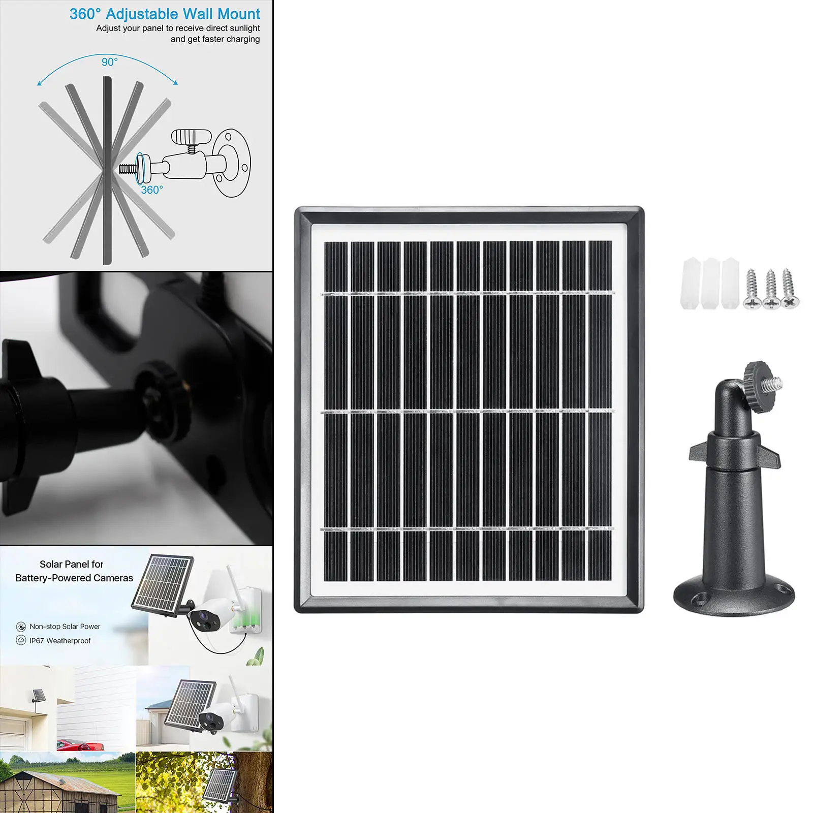 

50W Solar Panel Battery Charger with Bracket for Spotlight Camera