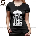 Футболка Who Am I, футболка Trust Me I Am The Doctor, забавная женская футболка с коротким рукавом, темно-синяя уличная одежда, женская футболка с принтом и круглым вырезом