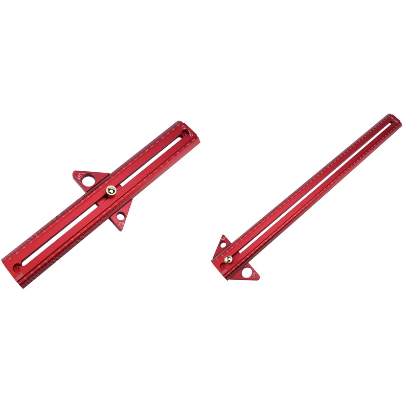 

Promotion! 2x Woodworking Angle Scribe Adjustable T-Shaped Scribe Multi-Function Scribe Aluminum Alloy Measuring Tool-300mm & 50