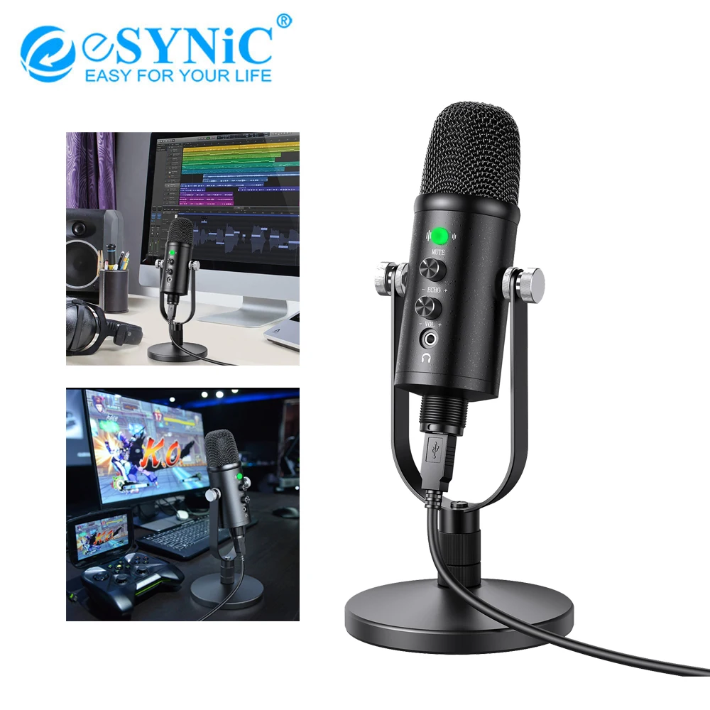 ESYNiC usb микрофон BM 86 кардиоидный конденсаторный Подкаст с отслеживанием объема