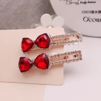 fashion jewelry womens crystal bowknot barrette headdress hairpin hair clip dukbill toothed bobby pin lady barrettes