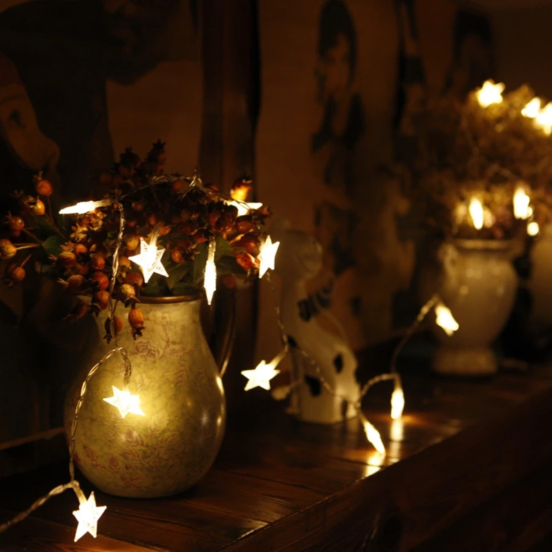 2 м 5 10 светодиодная гирлянда сказочная звезда лампа на батарейках