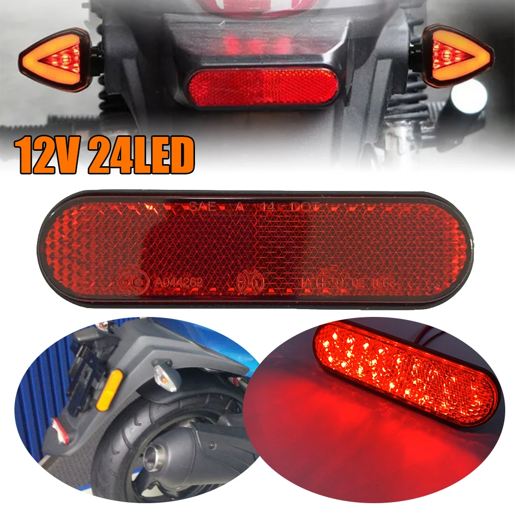 

New 12V Red Motorcycle LED Reflector Light Truck Scooter ATV 24LED Rectangle Tail Brake Stop Light Waterproof
