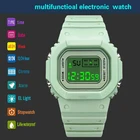 Часы женские, цифровые, зеленые, многофункциональные, водонепроницаемые, прямоугольные