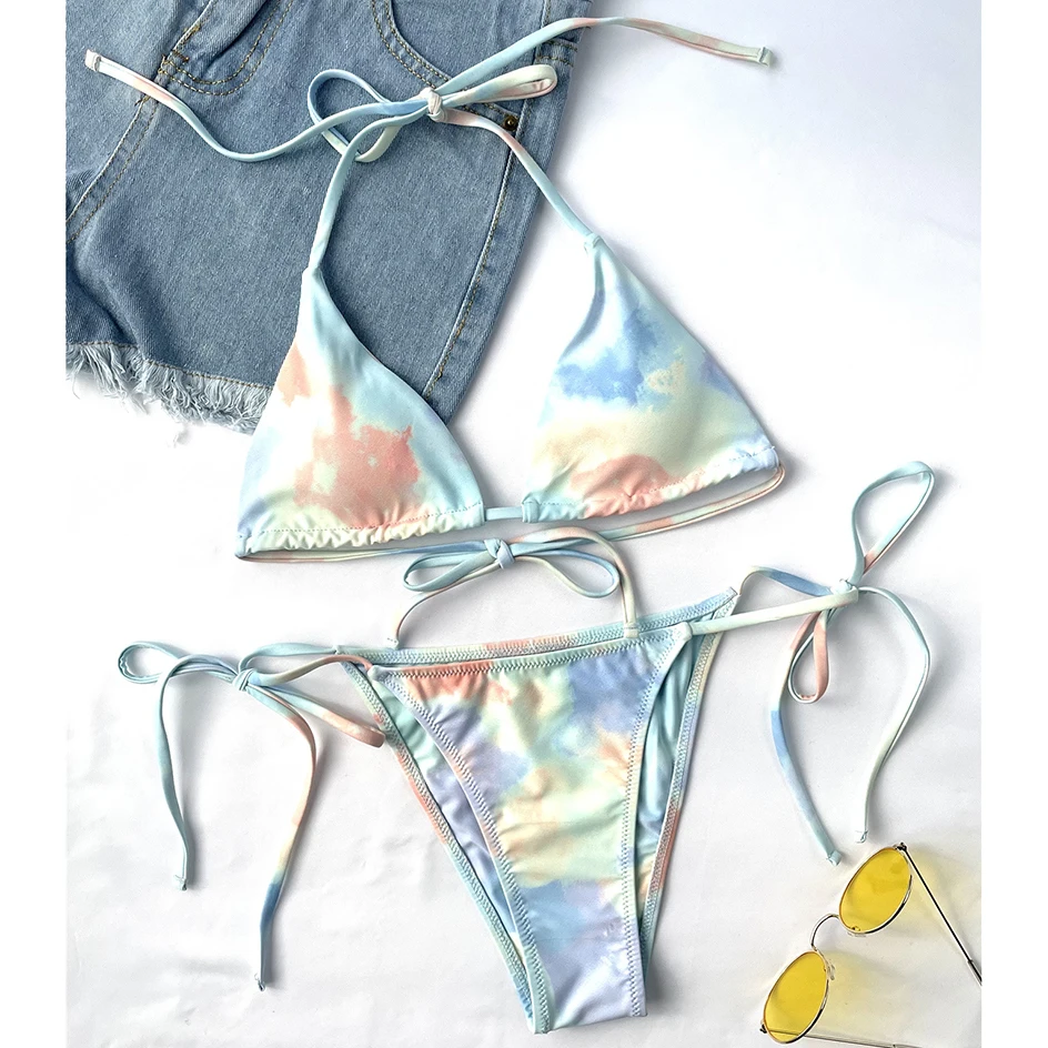 

Sexy Bikini 2021 Women Swimsuit Mini Thong Micro Bikinis Set Cover up Beach Dress Swimming Wear for Swimwear Woman Bathing Suit