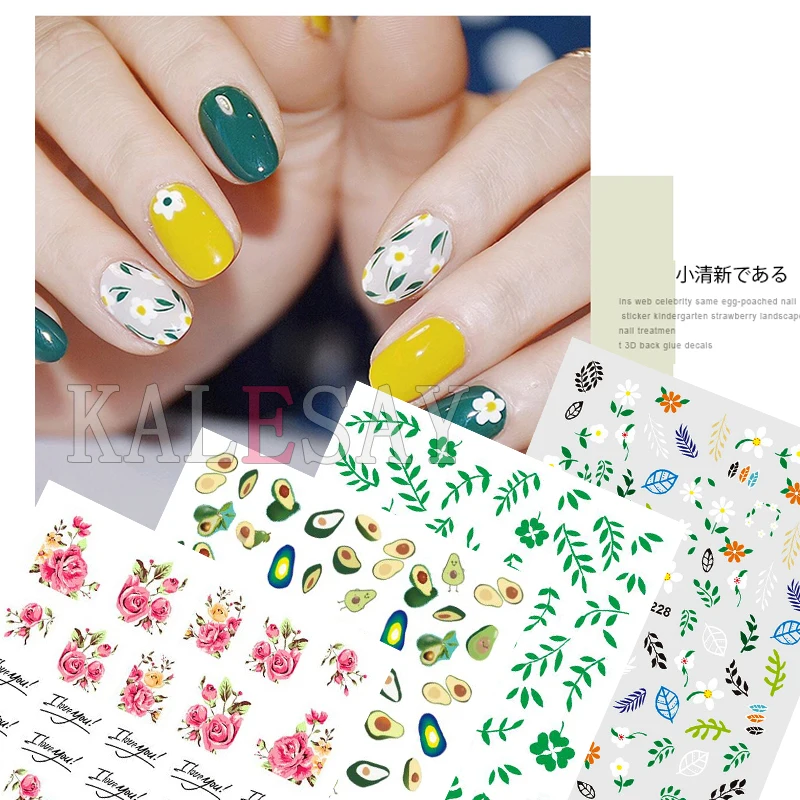 3D модный дизайн ногтей украшения стикер s лист и цветочный наклейки на клейкой