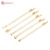 10pcs length 65mm or 70 75mm 24k gold color brass heart flower star drop end extend chains high quality diy jewelry accessories