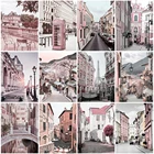 Алмазная живопись, уличная вышивка крестиком, розовая 5D Вышивка сделай сам, пейзаж, город, вышивка крестиком, искусственная стена, домашний декор