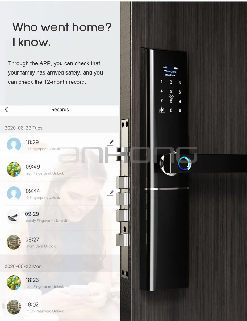 WiFi смарт дверной замок с отпечатком пальца беспроводной пульт дистанционного