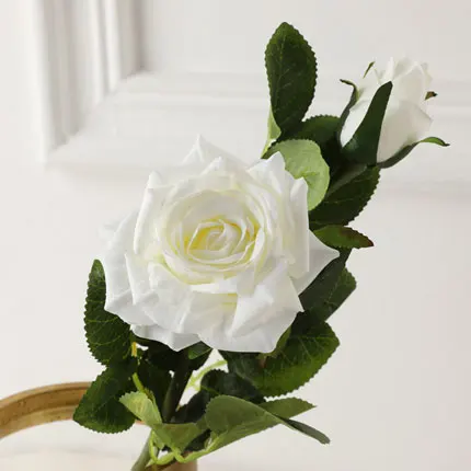 white yumai 1шт 40см 2 головы розовые парижские розы искусственные цветы свадебные украшения центральным цветами - Цвет: white