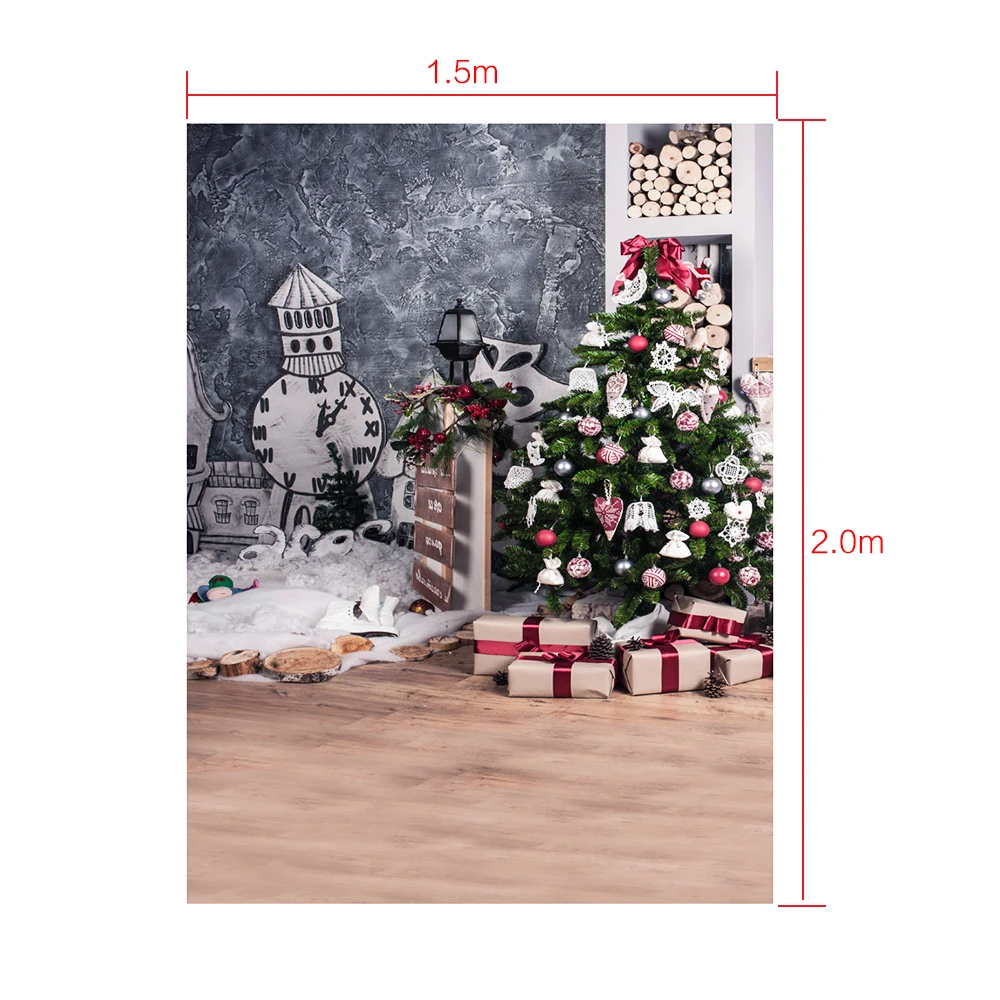 1 5*2 м фото Фон фотографии фоны цифровая печать Рождественская елка подарок