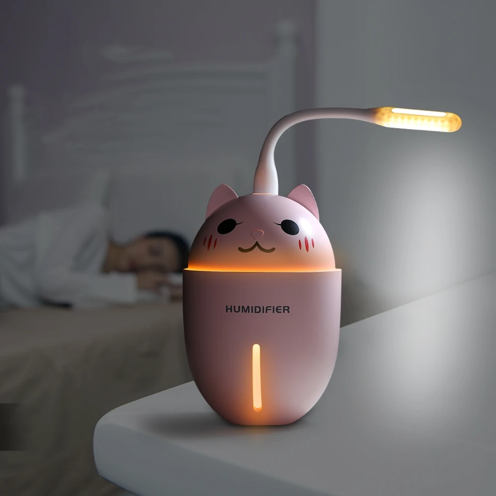 

3 in 1 320ML USB Air Humidifier Ultrasonic Cool-Mist Adorable Pet Mini Humidifier With LED Light Mini USB Fan