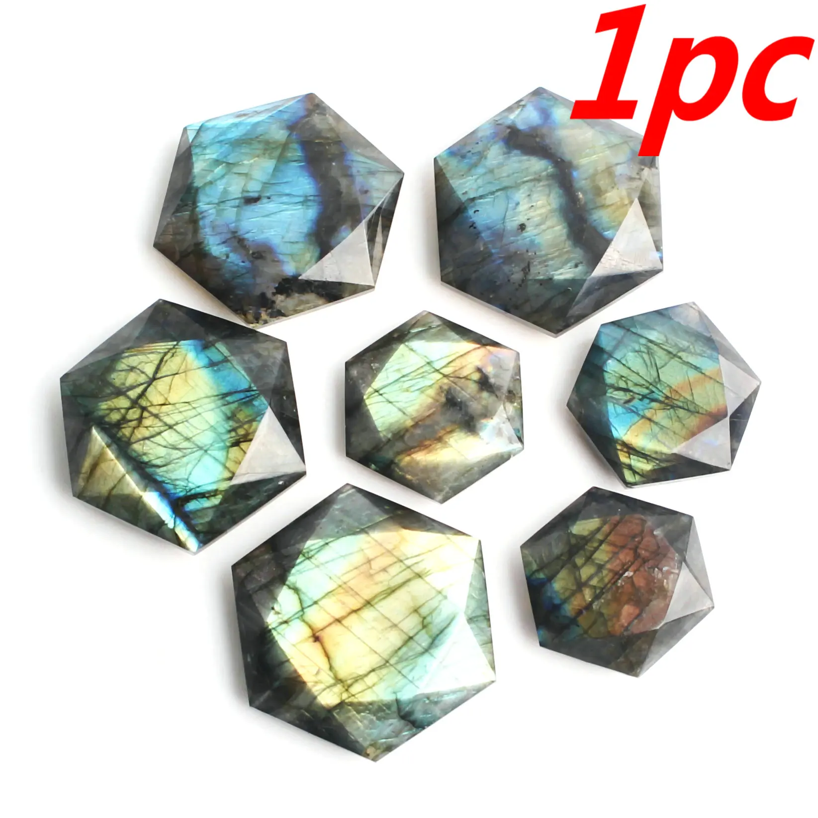 Натуральный Лабрадорит флюорит кристалл без отверстия гексаграмма макро