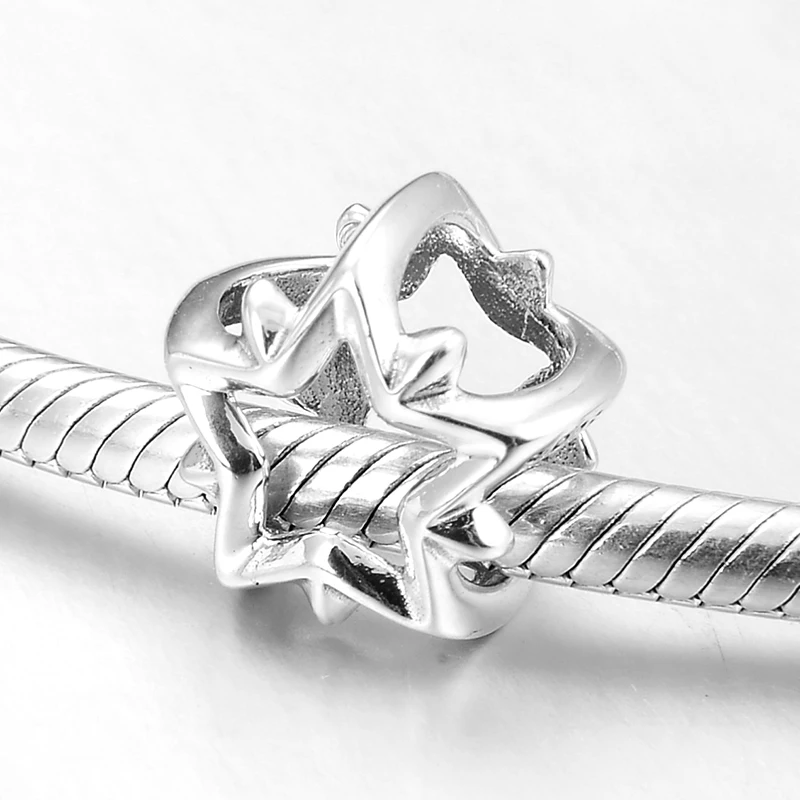 Новый 925 пробы серебро волшебный Цветущий звезды Шарм-бусины в виде цветка