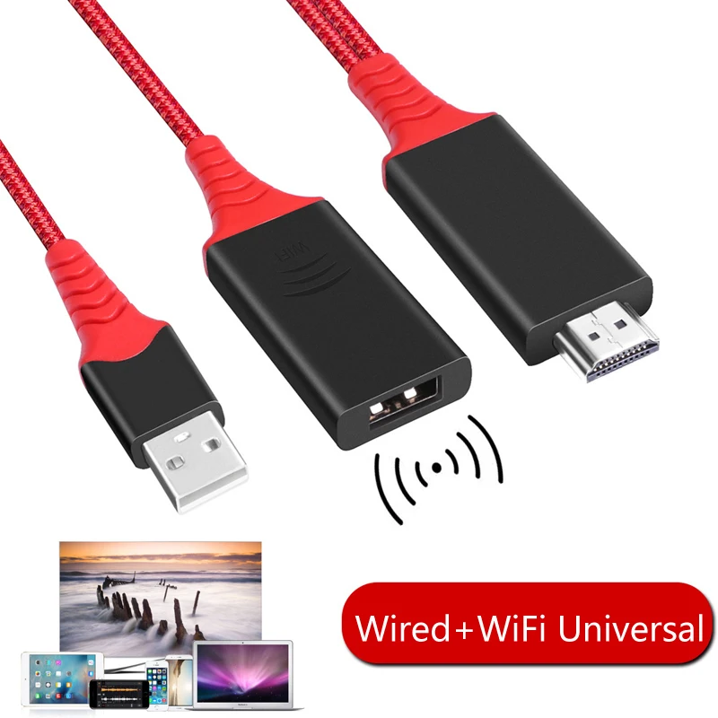 USB Женский Беспроводной Wi Fi 2 в 1 HDTV HD Кабель адаптер для дисплея видео iPhone Samsung XiaoMi