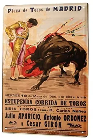 

Tin sign Home Decor Plaques World Tour Madrid Bullfight Bullfighter Poster Metal Plate