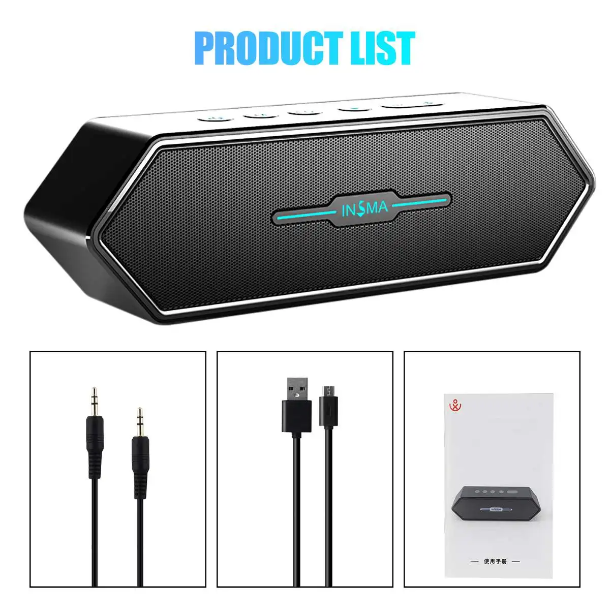 

INSMA Aurora Bluetooth 5.0 E-sport Gaming Speaker 50W 6600mah Portable Speaker Enhanced Bass TWS Column IPX5 Waterproof Soundbar