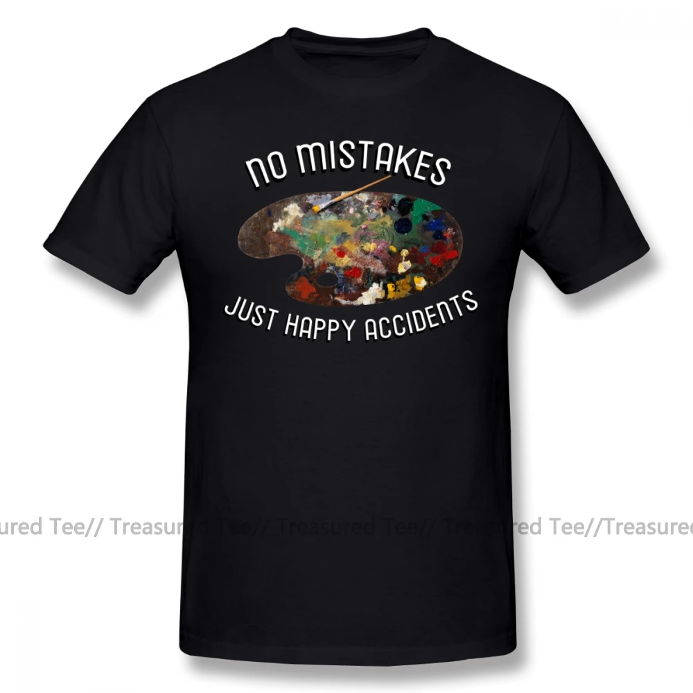 Футболка Bob Ross футболка BOB ROSS NO eraps HAPPY accident Милая футболка с принтом модная футболка с коротким рукавом большого размера - Цвет: Black