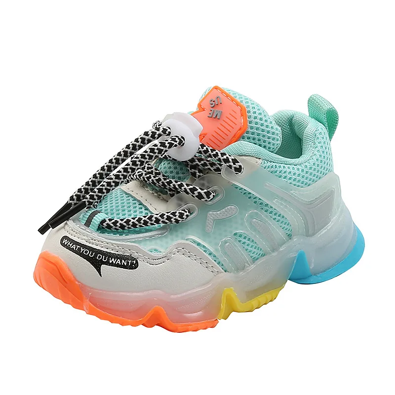

2021 New Summer Mesh Breathable Lighted Sneakers Boys Children's Casual Shoes for Girls Little Sports Flat Luminous