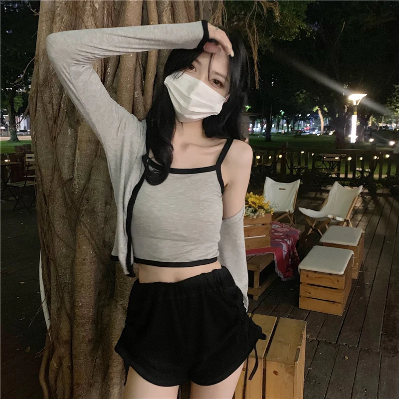 Реальный снимок выгодная цена новинка 2021 Ранняя осень ретро тонкие бретельки