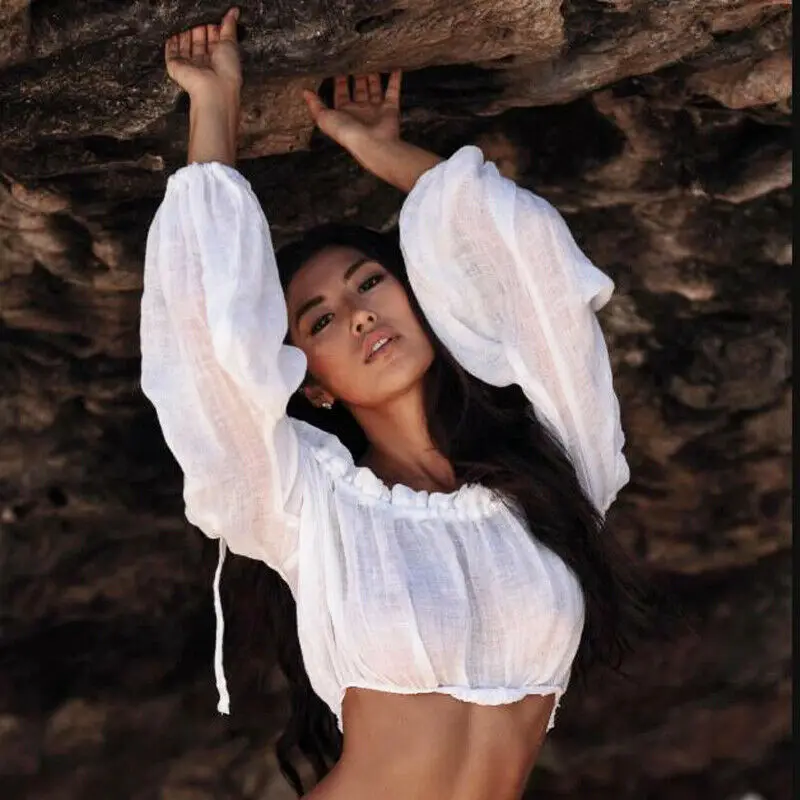 2020 Женская Сексуальная накидка на бикини пляжные топы однотонный купальник