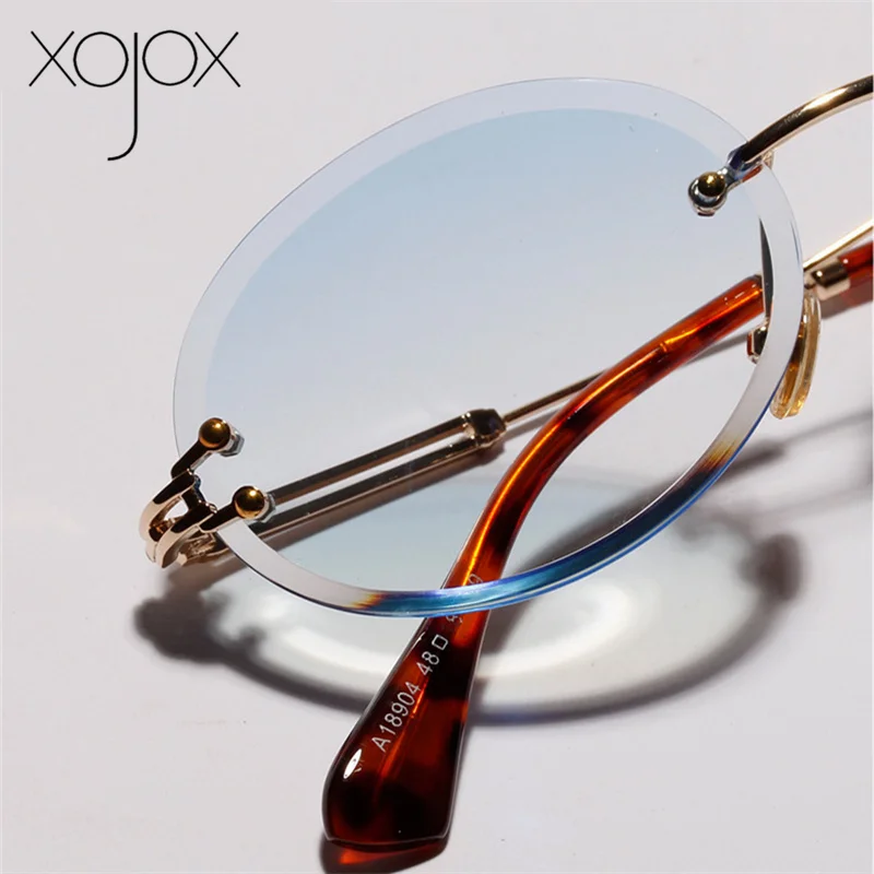 

XojoX Oval Sunglasses Women Fashion Gradient Shades Rimless Sun Glasses Brand Design High Quality Transparent Eyeglasses UV400
