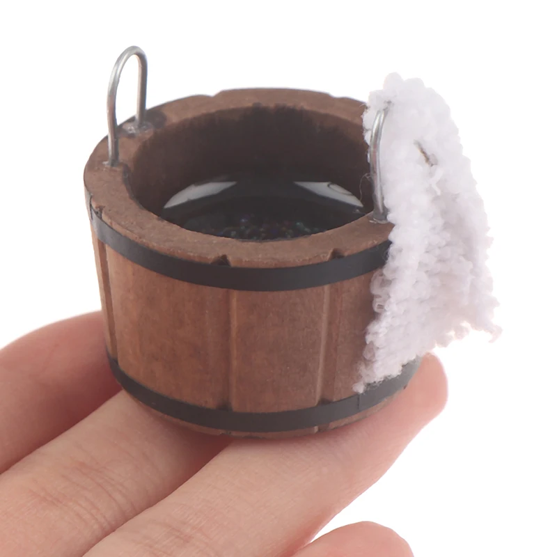 1:12 миниатюрная деревянная раковина для кукольного домика с полотенцем модель