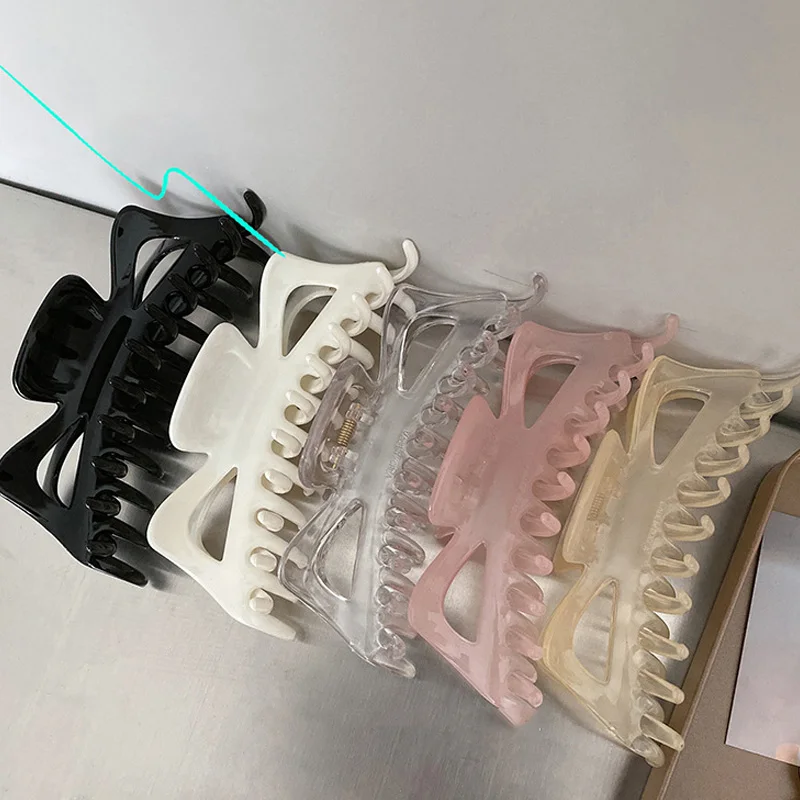 

Hair Clip Acrylic Hair Claw Jelly Color Big Transparent Ponytail Hairpin Solid Color Hair Accessories Geometry Hair Crab