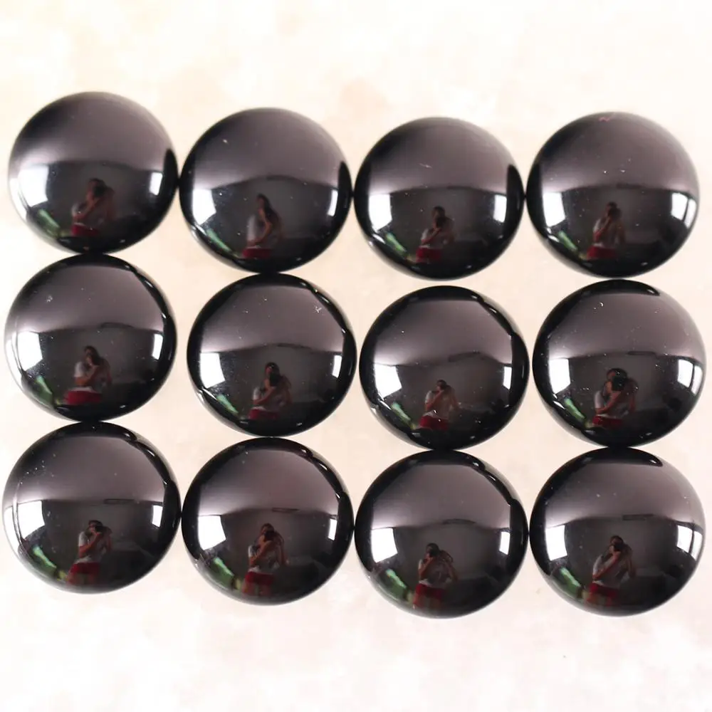 16 мм 12 круглый кабошон кабина натуральный камень черный оникс без просверленных