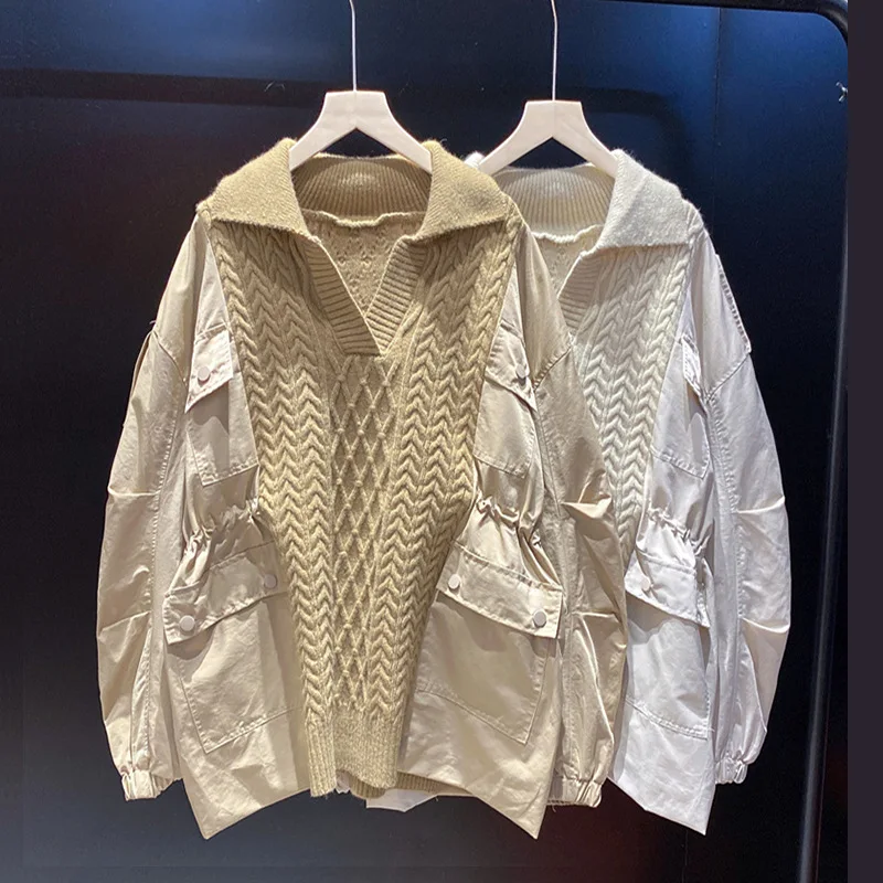 

Женский свитер оверсайз DAYIFUN, винтажный пуловер-поло с воротником, в стиле пэчворк, корейская мода, женский джемпер, повседневное мешковатое...