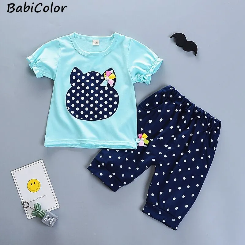 

Newborn baby girls summer clothing sets toddler fashion t-shirt+short pants 2pce tracksuit for bebe girls infant cotton outfits