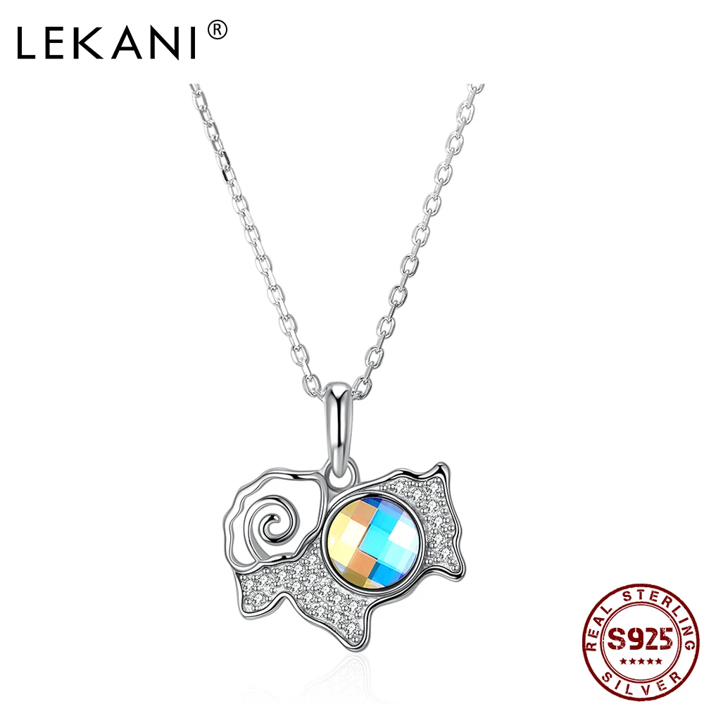 

LEKANI Серебряное ожерелье 925 с забавными овечками, подвеска на цепочке прекрасный настоящими Австрийскими кристаллами ожерелья для женщин По...