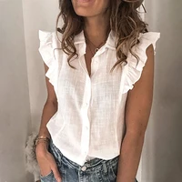 womens shirt top women shirts elegant blouses button butterfly sleeves womens tops and blouses sleeveless female clothing