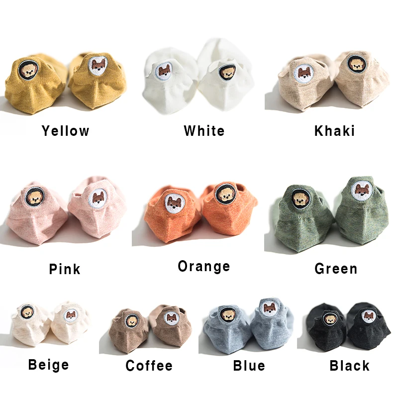 

Fashion Soft Cute Fox Heart Cartoon Embroidery Cotton Women Socks Cool Summer Autumn Lovely Animal Kitty Bear Ankle Boat Socks