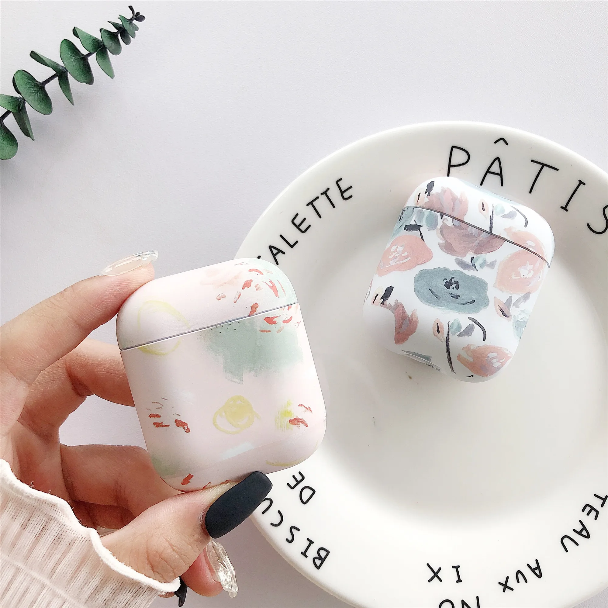 Чехол для наушников Airpods чехол с цветочным рисунком Bluetooth Apple Модный глянцевая
