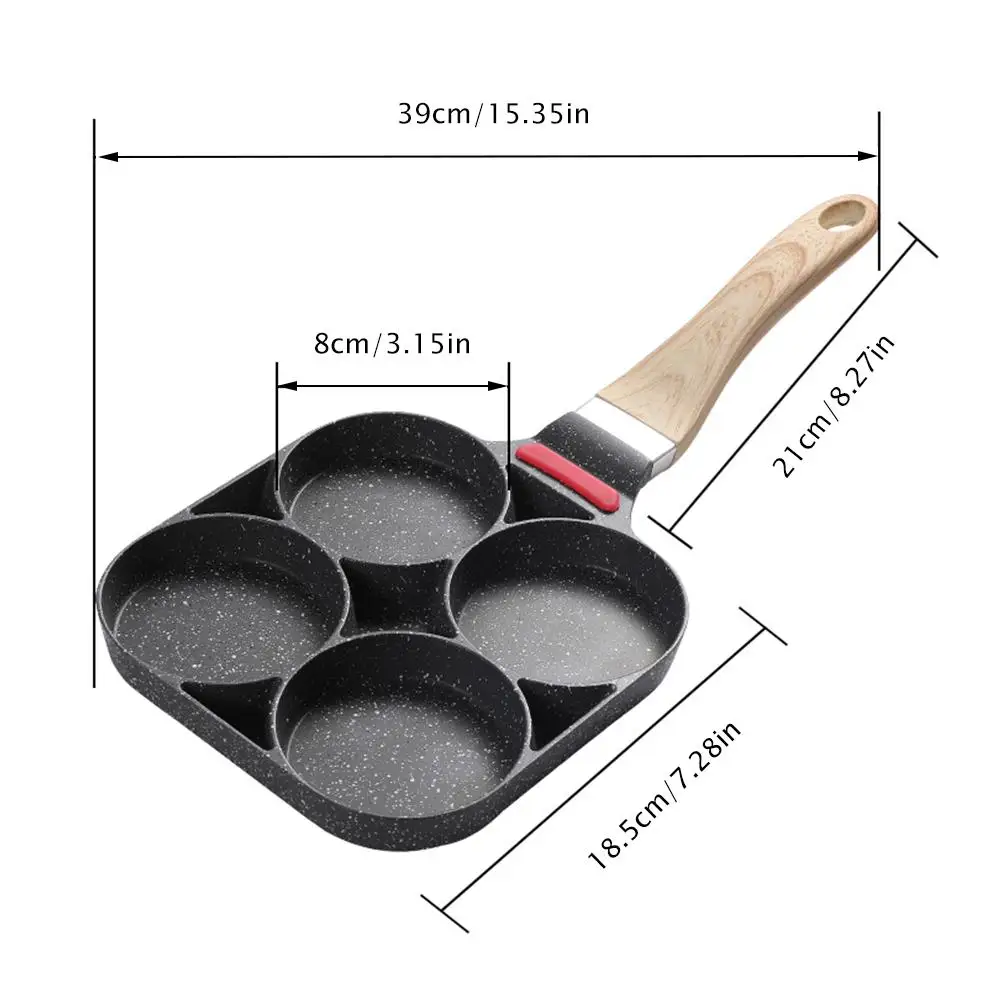 

Four-hole Frying Pot Thickened Omelet Pan Aluminum Alloy Non-stick Egg Pancake Steak Pan Cooking Egg Ham Pans Breakfast Maker