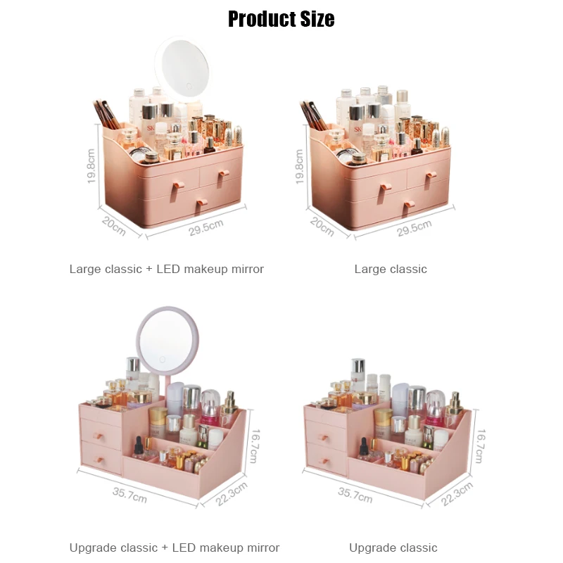

Large Capacity Drawer Makeup Organizer Jewelry Nail Polish Makeup Storage Box Skin Care Dressing Table Girl Cosmetic Beauty Case