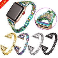 diamond encrusted butterfly strap for apple watch band 40mm 44mm metal stainless steel chain watchbands for iwatch 38 42mm lady