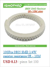 100 шт. 0603 SMD 1/8 Вт Резистор проволочного чипа резисторы 0 ohm-10 м ом 0R 4.7R 100R 200R 220R 1K 4,7 K 4K7 10K 100K 200K 220K сопротивление