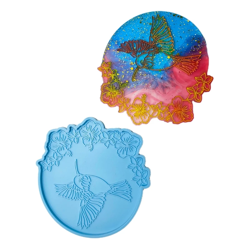 

Hummingbird Coaster Epoxy Resin Mold Cup Mat Pad Silicone Mould DIY Crafts Placemat Home Decoration Casting Tool