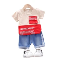 summer children fashion clothing baby boys girls casual letter t shirt shorts 2pcssets kids infant clothes toddler sportswear