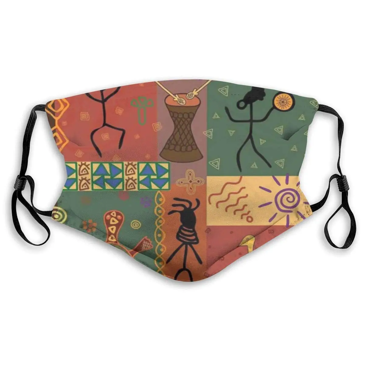 

Funky Tribal Pattern Depicting African Style Reusable Dust Washable Filter and Reusable Mouth Windproof Warm Cotton Face