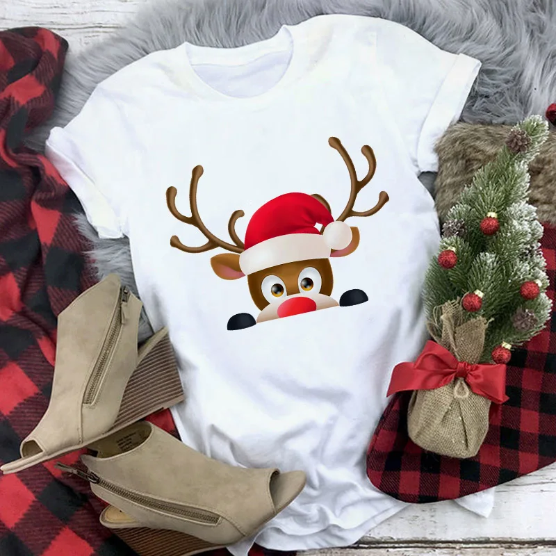 

White Hipster Suitable All Seasons Tshirt Tops Clothing New Santa Claus T Shirt Women Fashion Merry Christmas Harajuku T-shirt