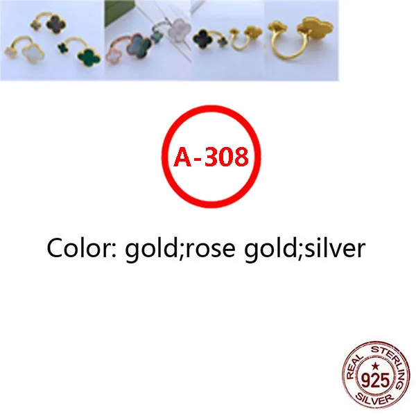 

A308 S925 ring personality fashion classic four-leaf clover clover shape temperament couple ladies jewelry new hot