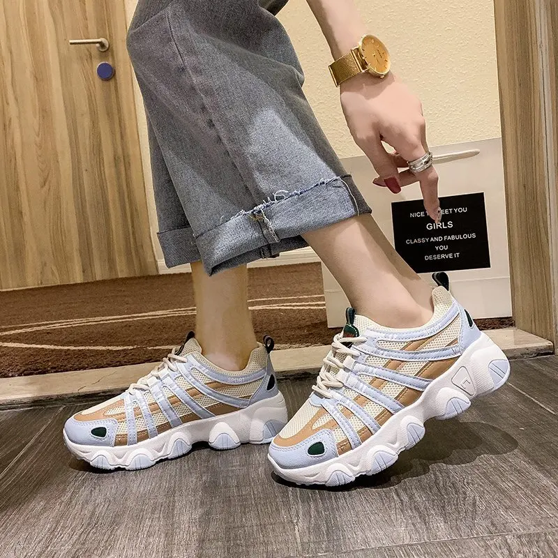 

2020 Women Sneakers White Casual Platform Sneakers Mesh Fashion Trainers Women Sport Shoes Vulcanize Shoes