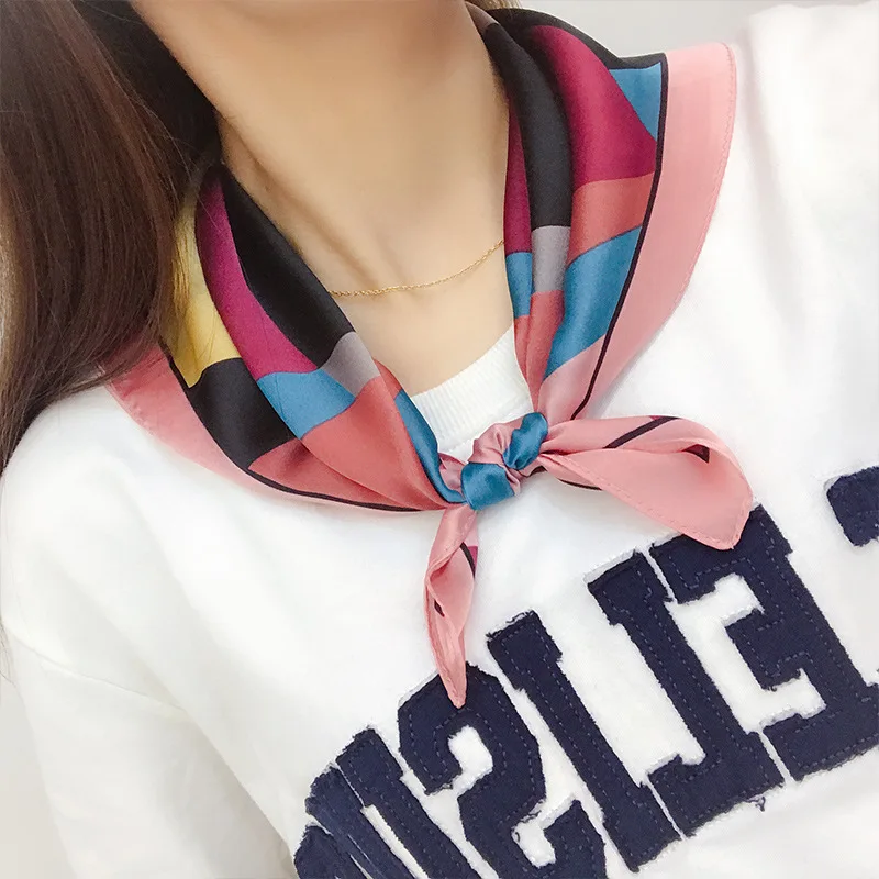 

Silk Scarf Women Shawls Wraps Fashion Small Hair Neck Hijabs Foulard Scarves Female Lady bufanda seda mujer echarpe ete soie